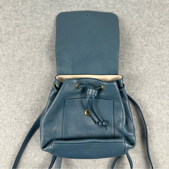 Il Bisonte Italy Genuine Leather Mezzomonte Mini Backpack Rucksack Blue Luxury - Picture 6 of 16